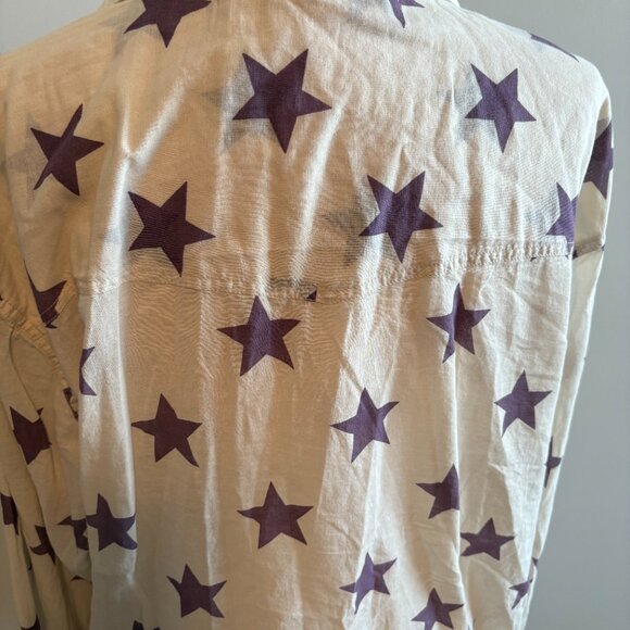 Magnolia Pearl White Long Sleeve Shirt with Purple Stars - NWOT - Picture 6 of 8